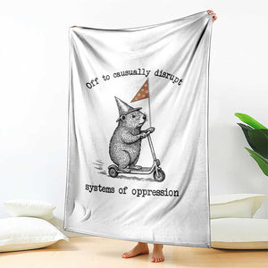 Funny Groundhog Scooter Meme Throw Blanket Off To Causually Disrupt System Of Oppression TS14 Print Your Wear