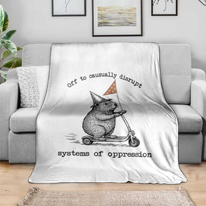 Funny Groundhog Scooter Meme Throw Blanket Off To Causually Disrupt System Of Oppression TS14 Print Your Wear