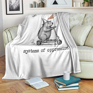 Funny Groundhog Scooter Meme Throw Blanket Off To Causually Disrupt System Of Oppression TS14 Print Your Wear