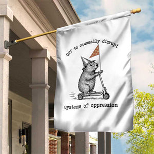Funny Groundhog Scooter Meme Garden Flag Off To Causually Disrupt System Of Oppression TS14 Print Your Wear