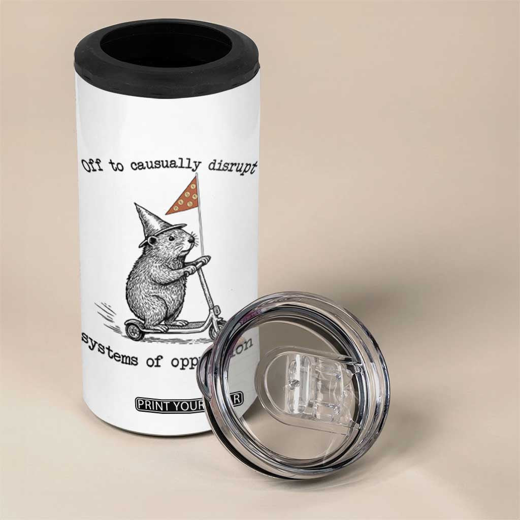 Funny Groundhog Scooter Meme 4 in 1 Can Cooler Tumbler Off To Causually Disrupt System Of Oppression TS14 Print Your Wear