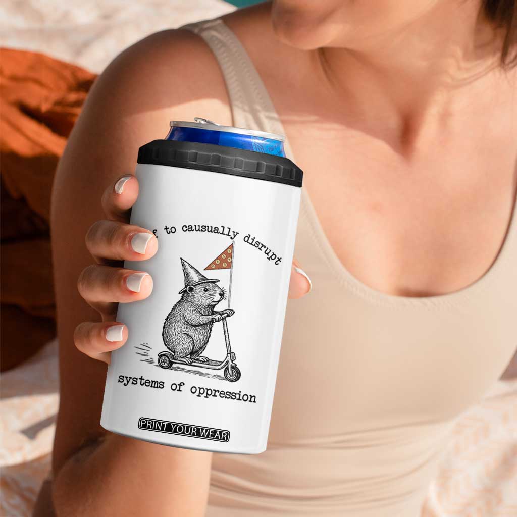 Funny Groundhog Scooter Meme 4 in 1 Can Cooler Tumbler Off To Causually Disrupt System Of Oppression TS14 Print Your Wear