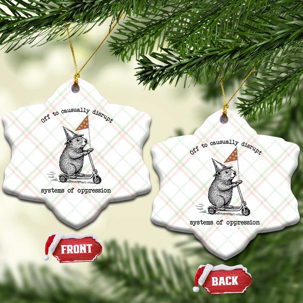 Funny Groundhog Scooter Meme Ceramic Ornament Off To Causually Disrupt System Of Oppression TS14 Print Your Wear