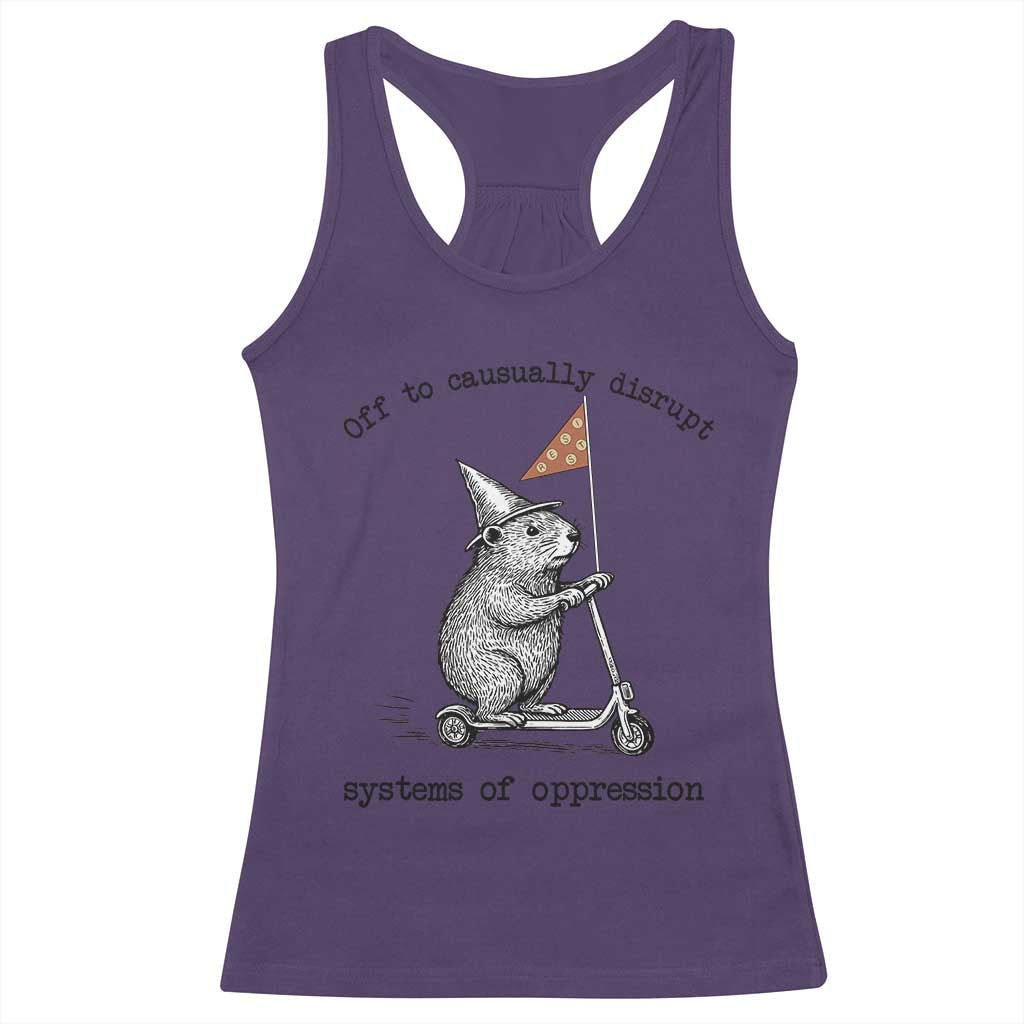 Funny Groundhog Scooter Meme Racerback Tank Top Off To Causually Disrupt System Of Oppression TS14 Purple Print Your Wear