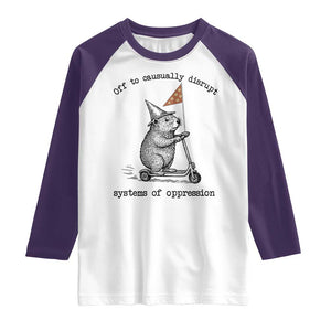 Funny Groundhog Scooter Meme Raglan Shirt Off To Causually Disrupt System Of Oppression TS14 White Purple Print Your Wear