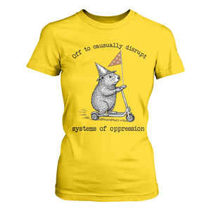 Funny Groundhog Scooter Meme T Shirt For Women Off To Causually Disrupt System Of Oppression TS14 Daisy Print Your Wear