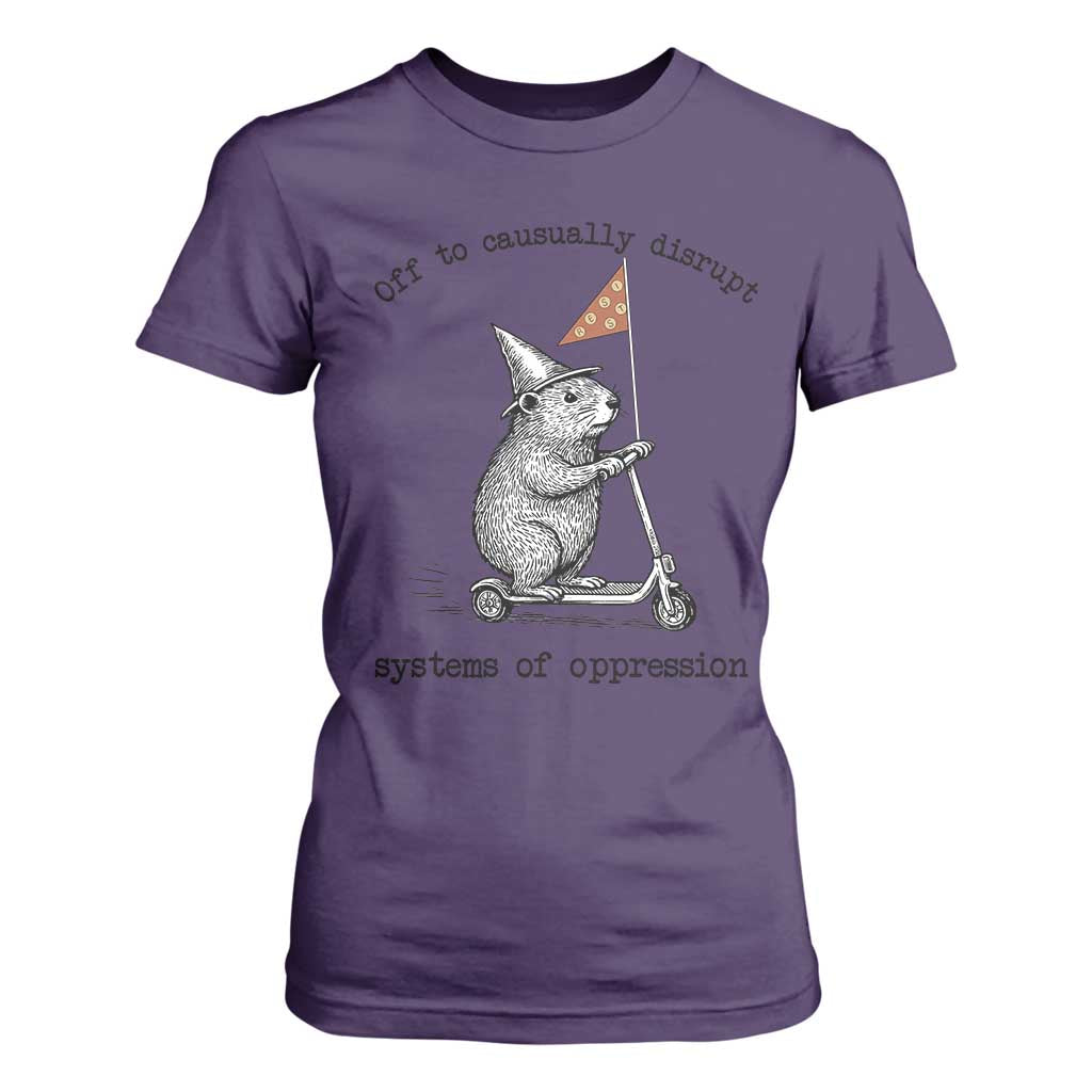 Funny Groundhog Scooter Meme T Shirt For Women Off To Causually Disrupt System Of Oppression TS14 Purple Print Your Wear