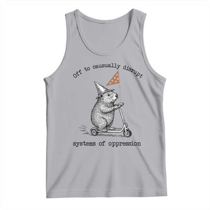 Funny Groundhog Scooter Meme Tank Top Off To Causually Disrupt System Of Oppression TS14 Athletic Heather Print Your Wear