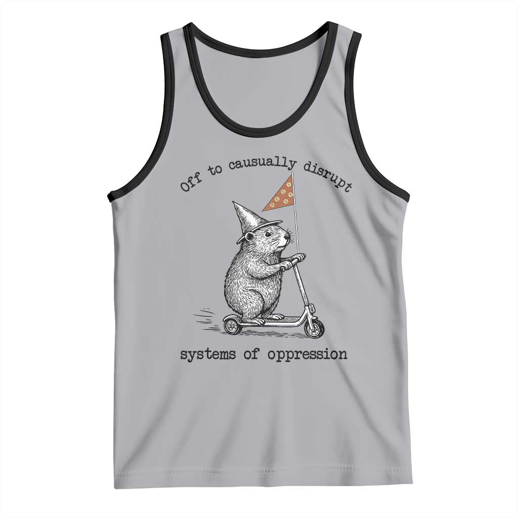 Funny Groundhog Scooter Meme Tank Top Off To Causually Disrupt System Of Oppression TS14 Athletic Heather Black Print Your Wear