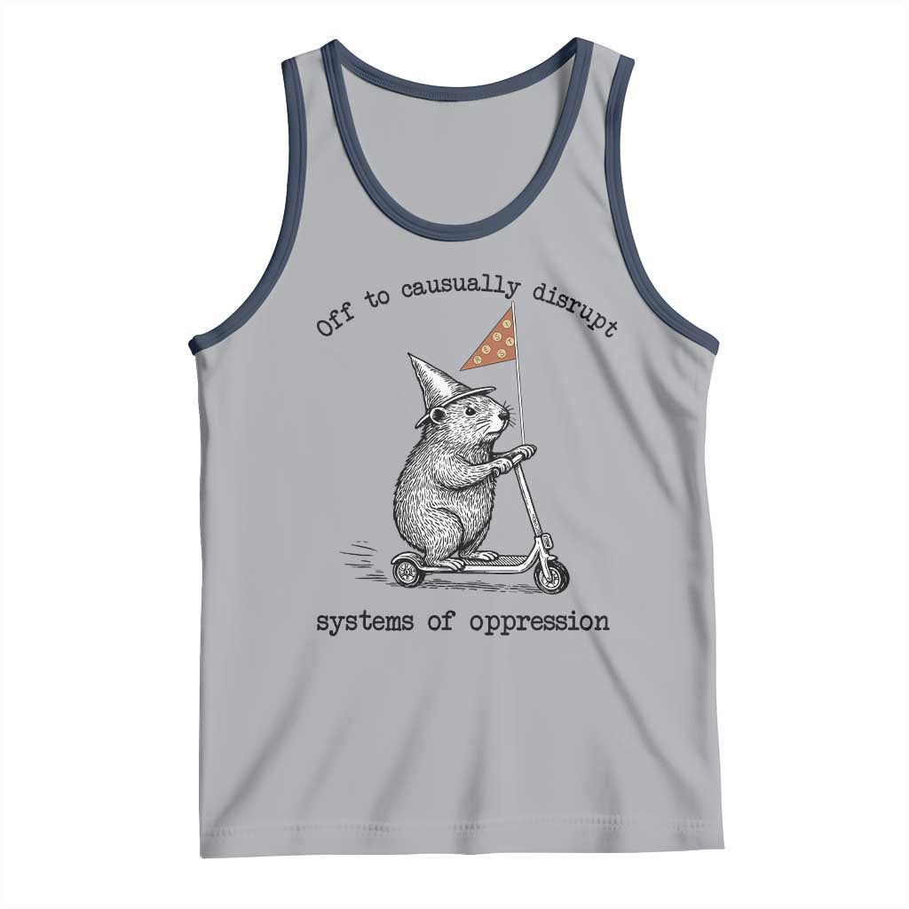 Funny Groundhog Scooter Meme Tank Top Off To Causually Disrupt System Of Oppression TS14 Athletic Heather Navy Print Your Wear