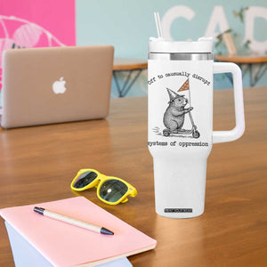 Funny Groundhog Scooter Meme Tumbler With Handle Off To Causually Disrupt System Of Oppression TS14 Print Your Wear