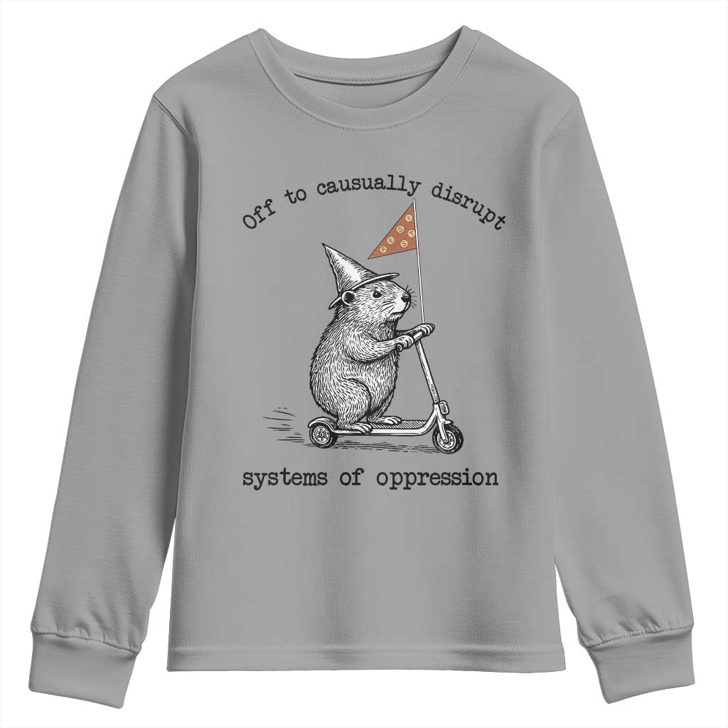 Funny Groundhog Scooter Meme Youth Sweatshirt Off To Causually Disrupt System Of Oppression TS14 Sport Gray Print Your Wear