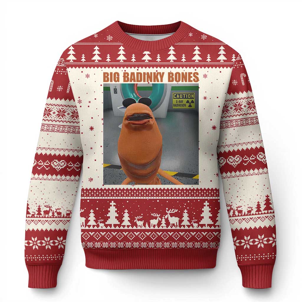 Marcus The Worm Meme Ugly Christmas Sweater Big Badinky Bones TS14 Beige Red Print Your Wear