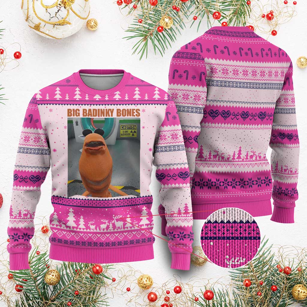 Marcus The Worm Meme Ugly Christmas Sweater Big Badinky Bones TS14 Hot Pink Print Your Wear