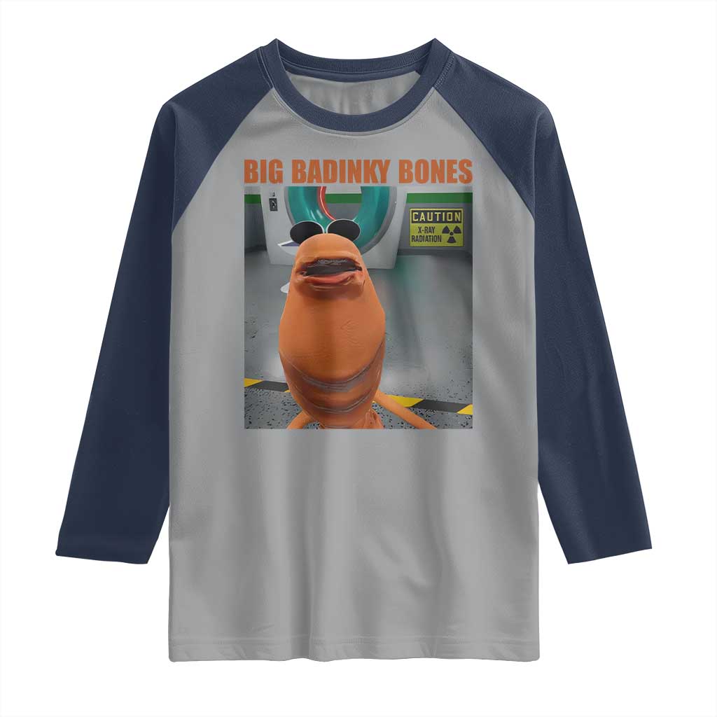Marcus The Worm Meme Raglan Shirt Big Badinky Bones TS14 Sport Gray Navy Print Your Wear
