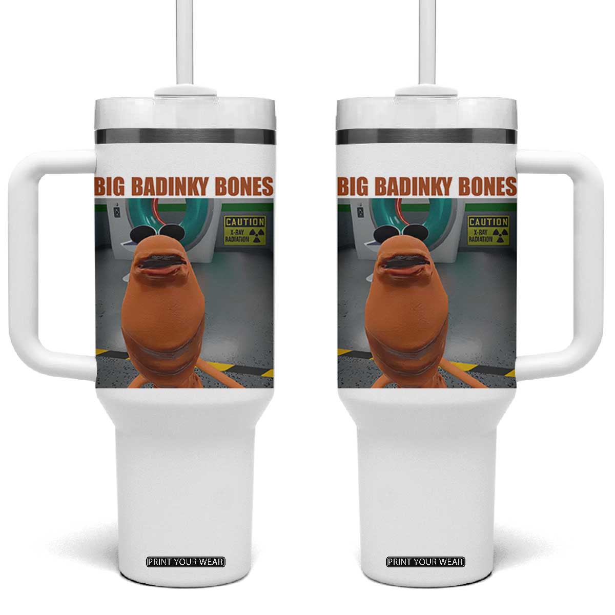 Marcus The Worm Meme Tumbler With Handle Big Badinky Bones TS14 One Size: 40 oz White Print Your Wear