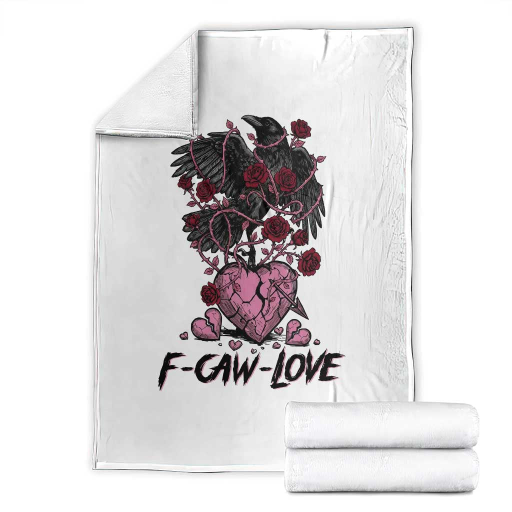 F Caw Love Throw Blanket Funny Anti Valentines Day Gothic Bird Meme TS14 White Print Your Wear