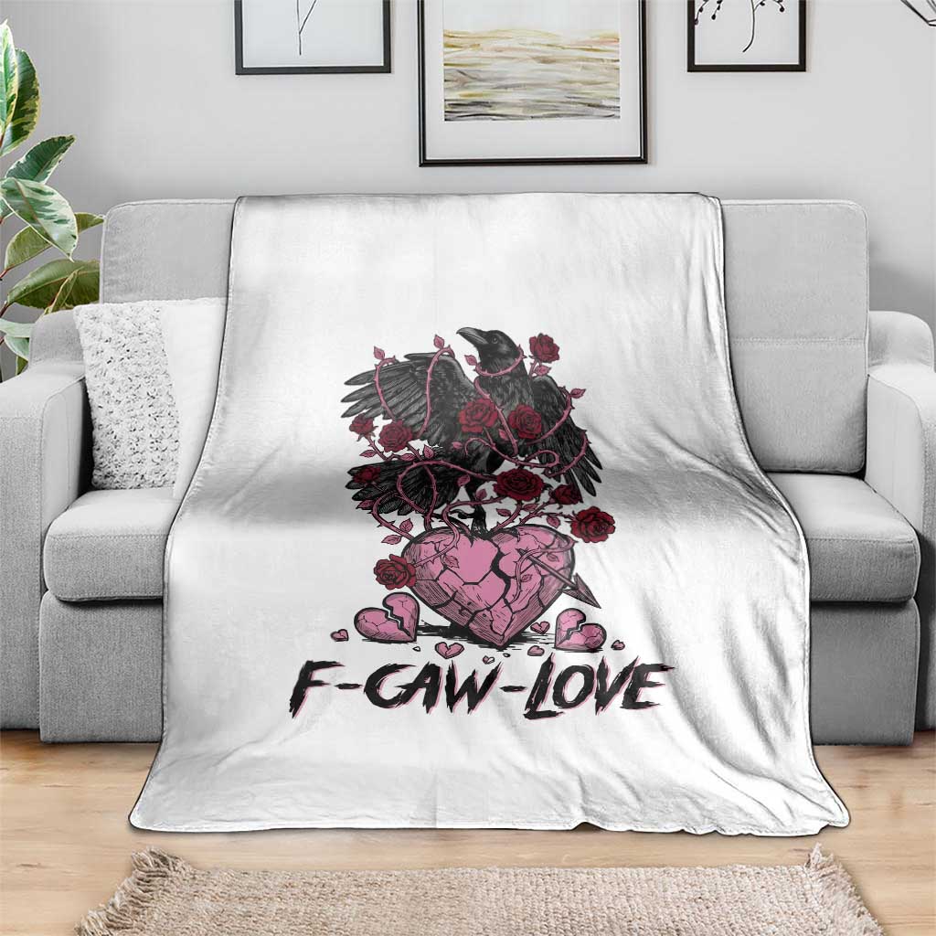 F Caw Love Throw Blanket Funny Anti Valentines Day Gothic Bird Meme TS14 Print Your Wear