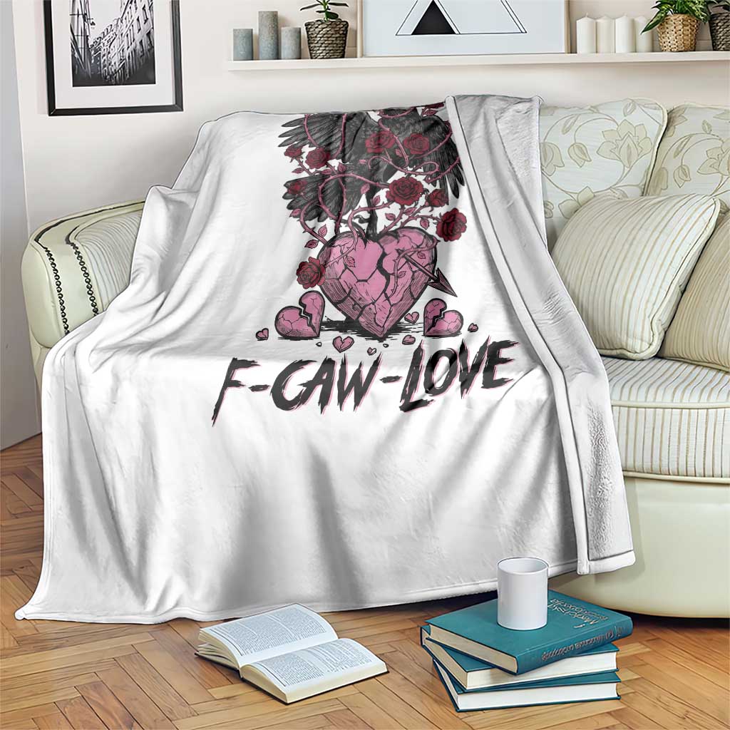 F Caw Love Throw Blanket Funny Anti Valentines Day Gothic Bird Meme TS14 Print Your Wear