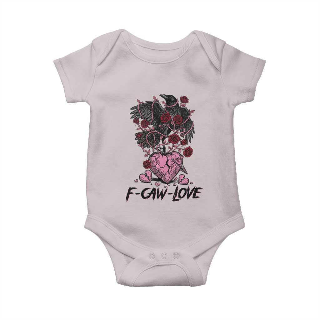 F Caw Love Baby Onesie Funny Anti Valentines Day Gothic Bird Meme TS14 Ice Gray Print Your Wear