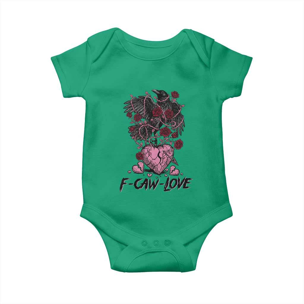 F Caw Love Baby Onesie Funny Anti Valentines Day Gothic Bird Meme TS14 Irish Green Print Your Wear