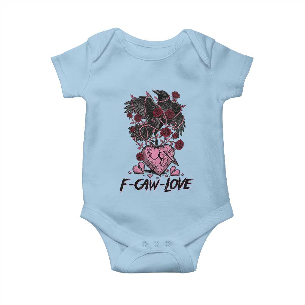 F Caw Love Baby Onesie Funny Anti Valentines Day Gothic Bird Meme TS14 Light Blue Print Your Wear