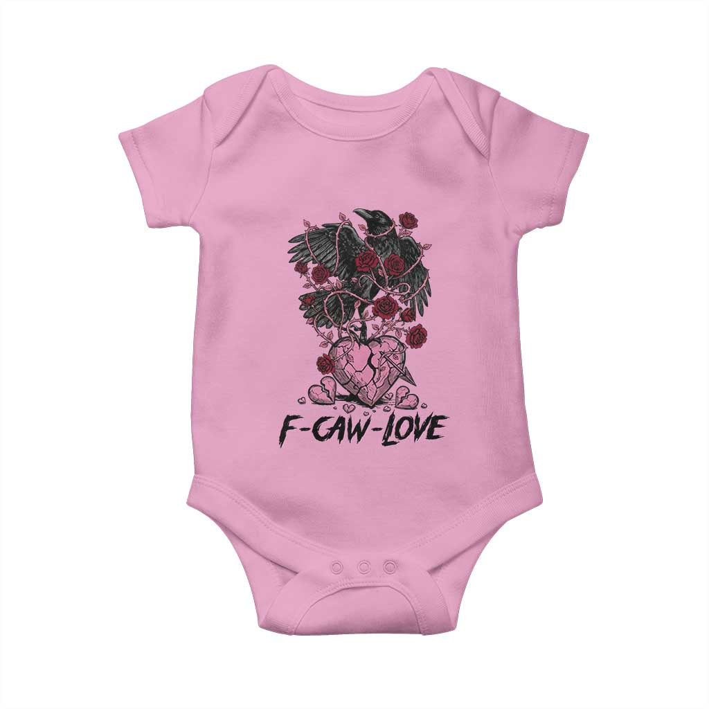 F Caw Love Baby Onesie Funny Anti Valentines Day Gothic Bird Meme TS14 Light Pink Print Your Wear