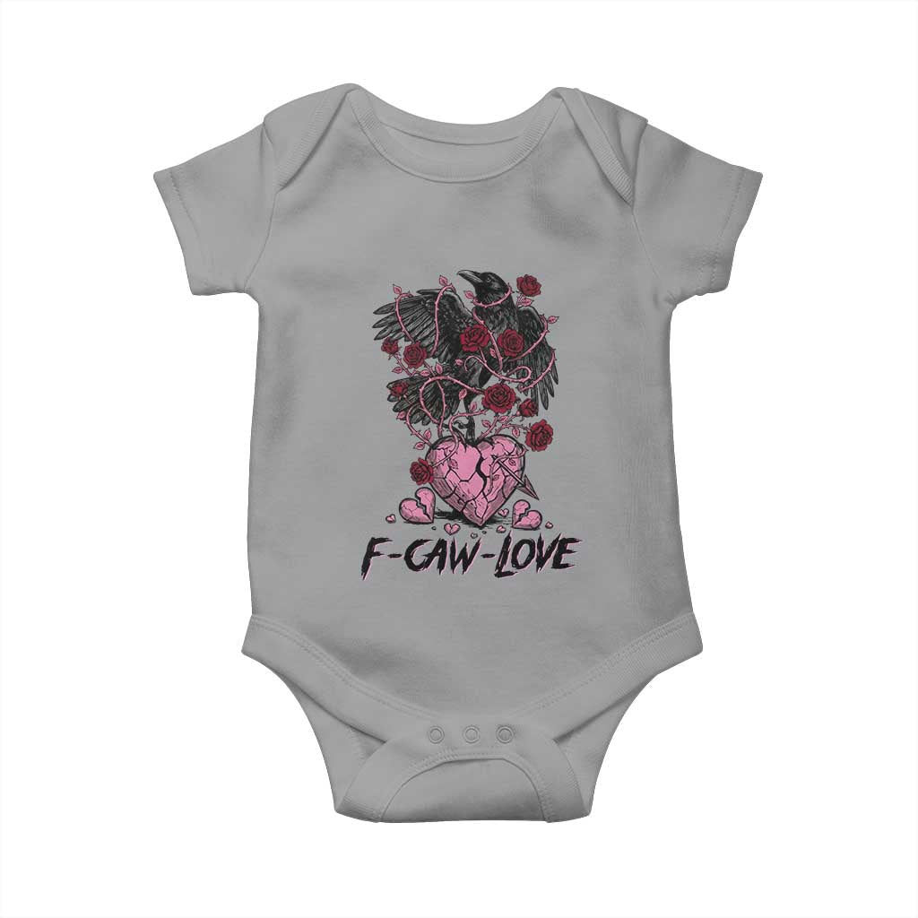 F Caw Love Baby Onesie Funny Anti Valentines Day Gothic Bird Meme TS14 Sport Gray Print Your Wear