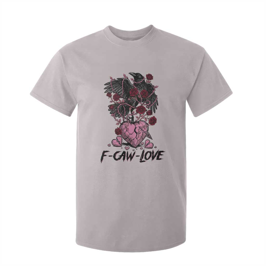 F Caw Love T Shirt For Kid Funny Anti Valentines Day Gothic Bird Meme TS14 Ice Gray Print Your Wear