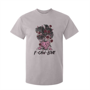 F Caw Love T Shirt For Kid Funny Anti Valentines Day Gothic Bird Meme TS14 Ice Gray Print Your Wear