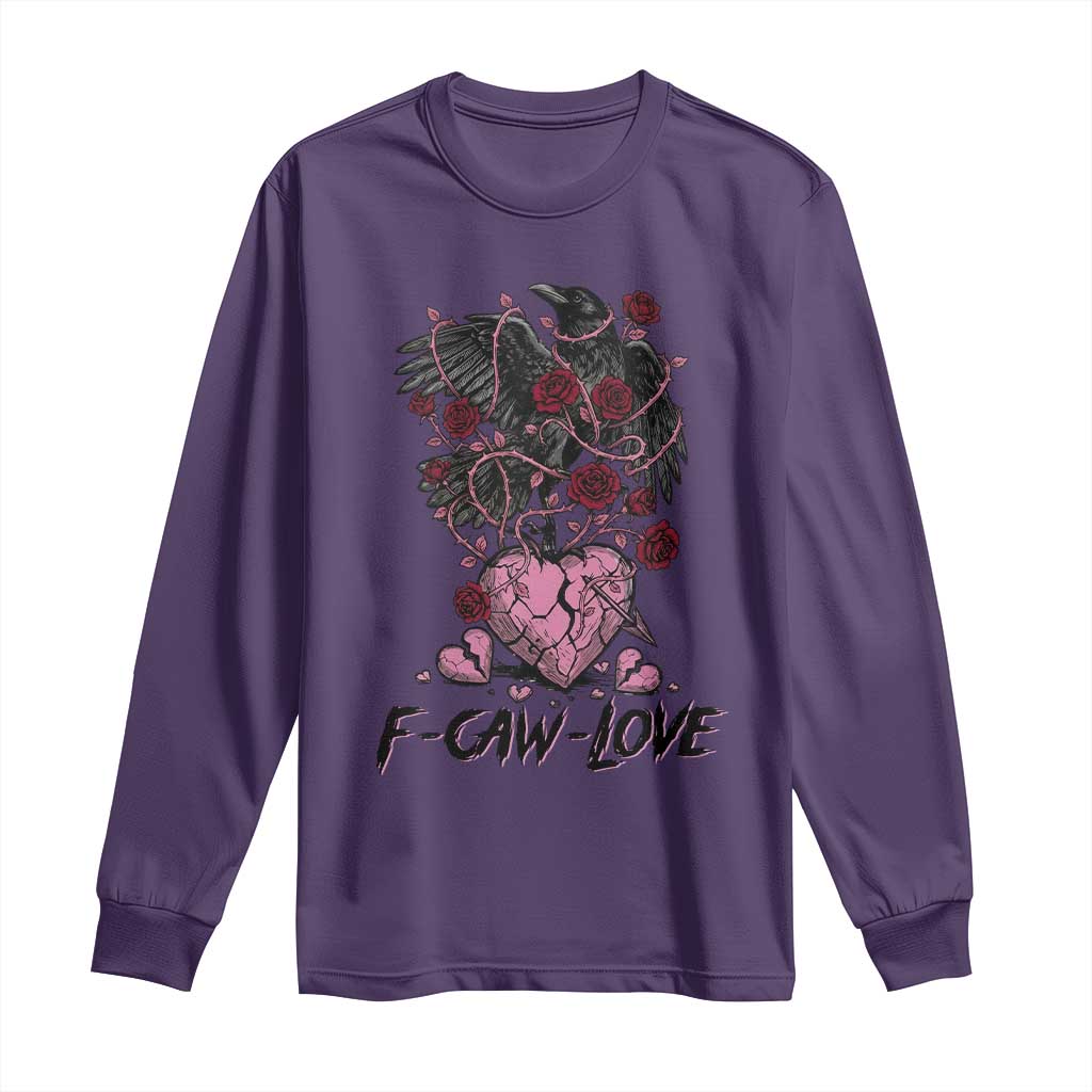 F Caw Love Long Sleeve Shirt Funny Anti Valentines Day Gothic Bird Meme TS14 Purple Print Your Wear