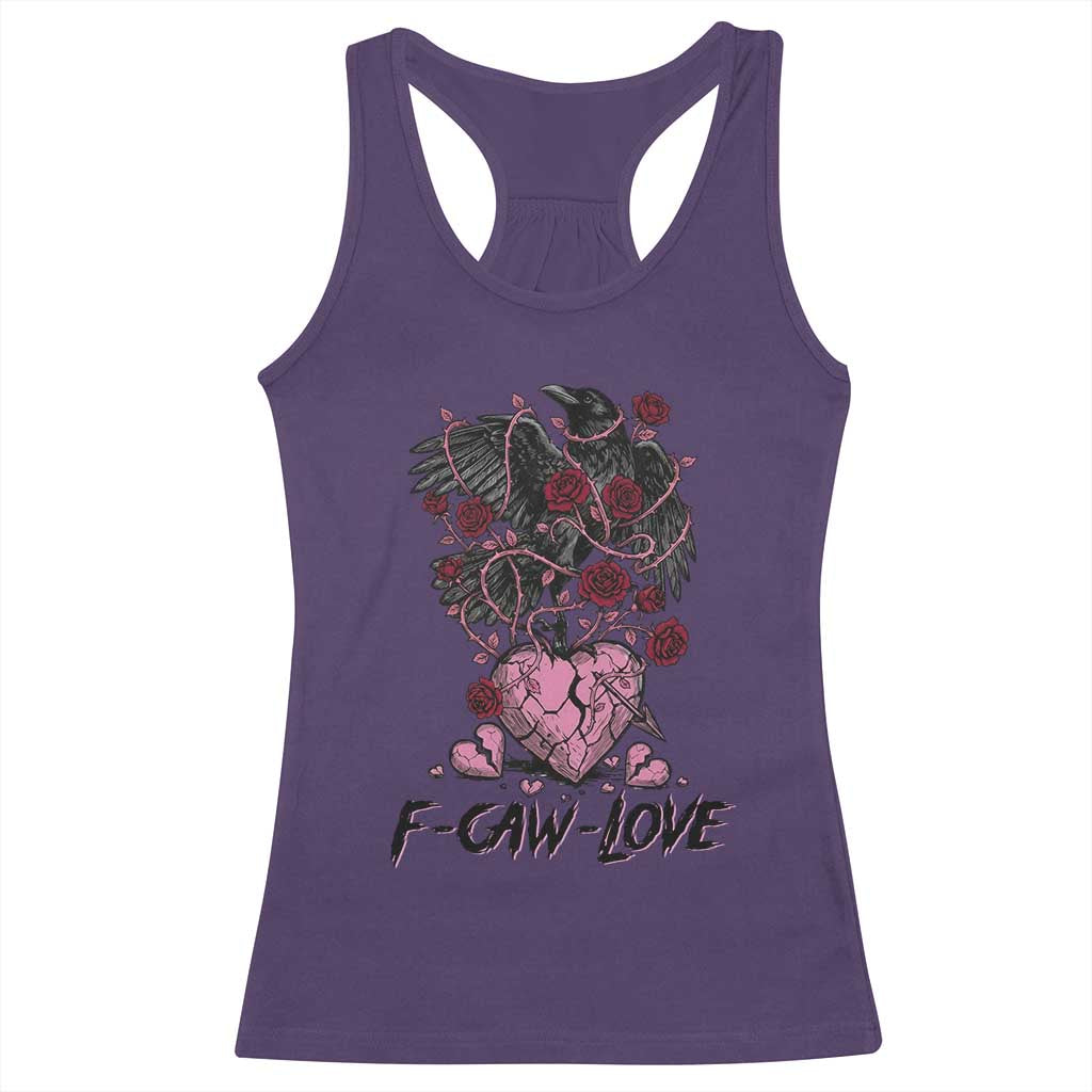 F Caw Love Racerback Tank Top Funny Anti Valentines Day Gothic Bird Meme TS14 Purple Print Your Wear