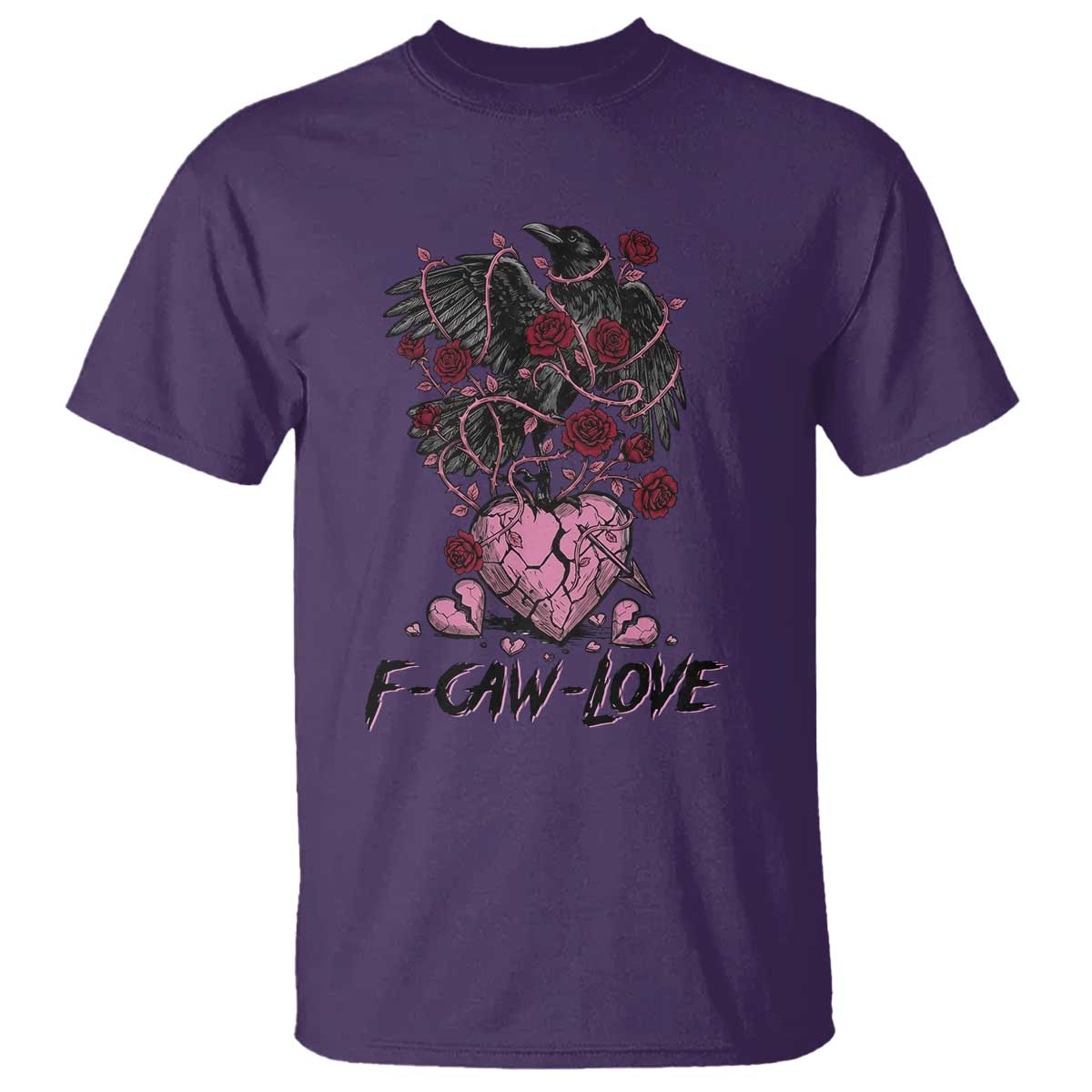 F Caw Love T Shirt Funny Anti Valentines Day Gothic Bird Meme TS14 Purple Print Your Wear