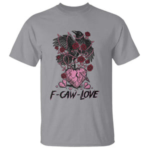 F Caw Love T Shirt Funny Anti Valentines Day Gothic Bird Meme TS14 Sport Gray Print Your Wear