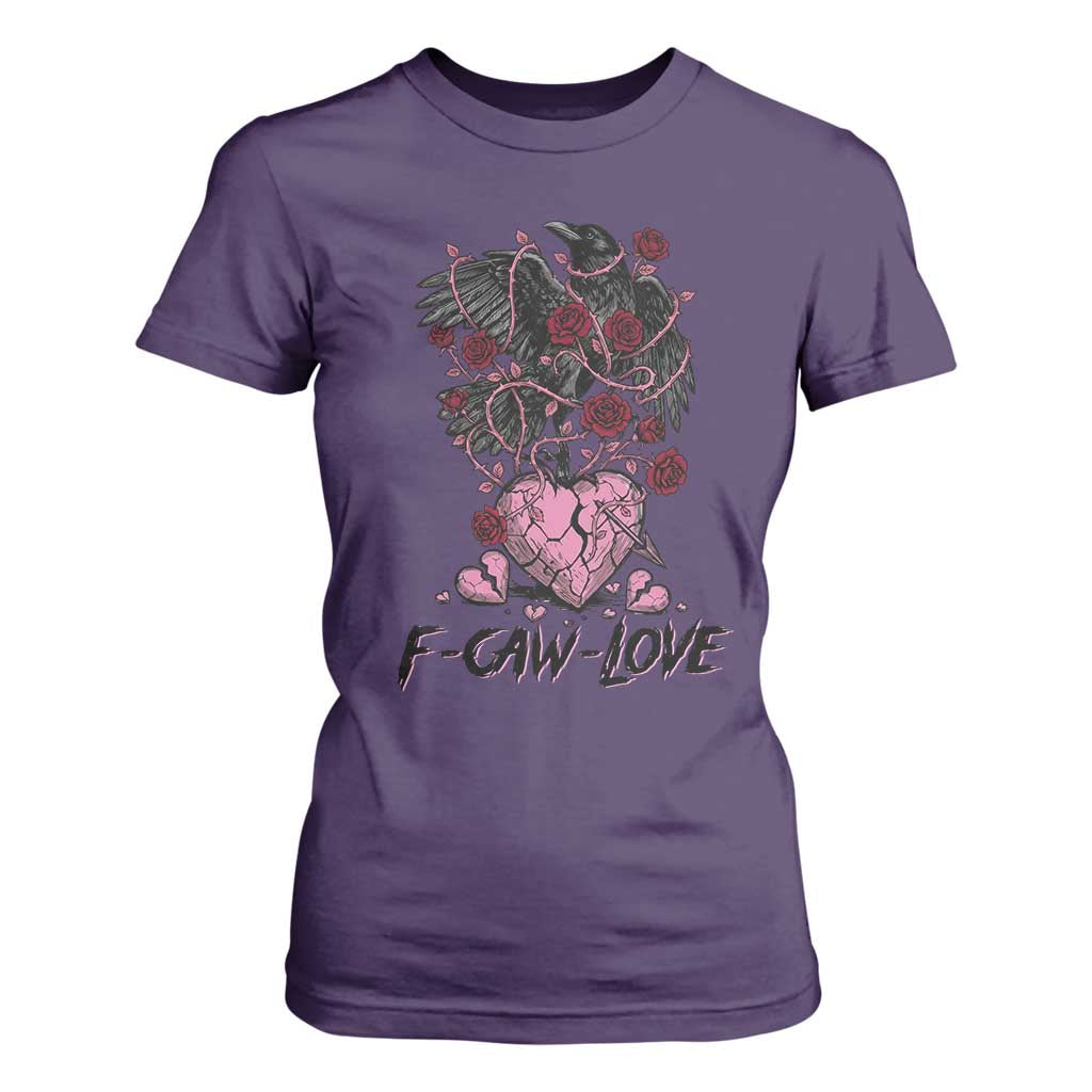 F Caw Love T Shirt For Women Funny Anti Valentines Day Gothic Bird Meme TS14 Purple Print Your Wear