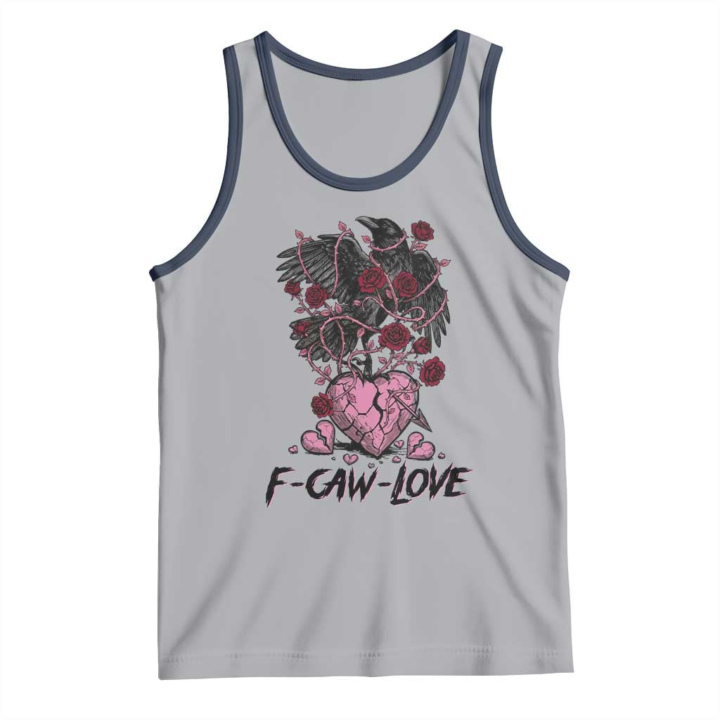 F Caw Love Tank Top Funny Anti Valentines Day Gothic Bird Meme TS14 Athletic Heather Navy Print Your Wear