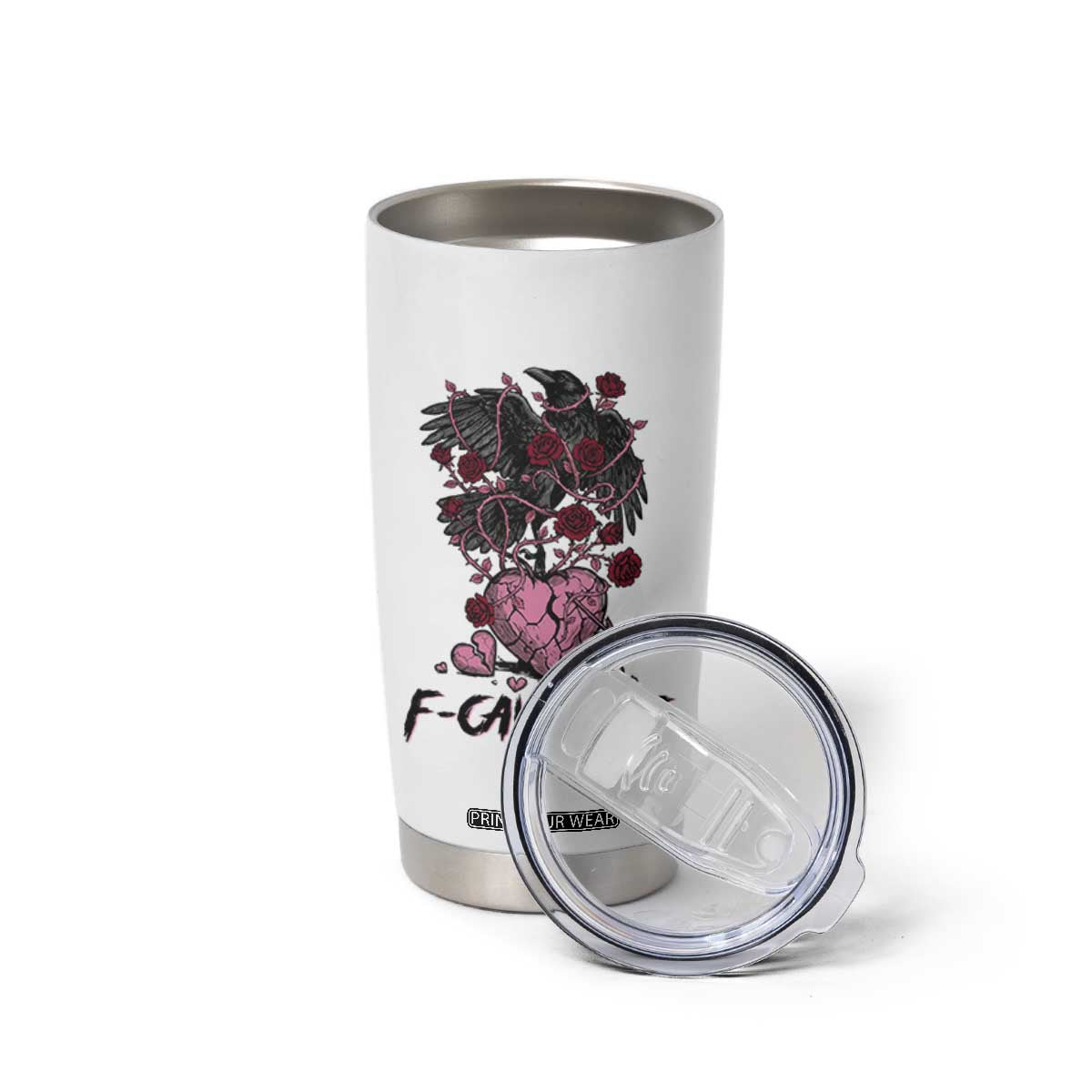 F Caw Love Tumbler Cup Funny Anti Valentines Day Gothic Bird Meme TS14 Print Your Wear