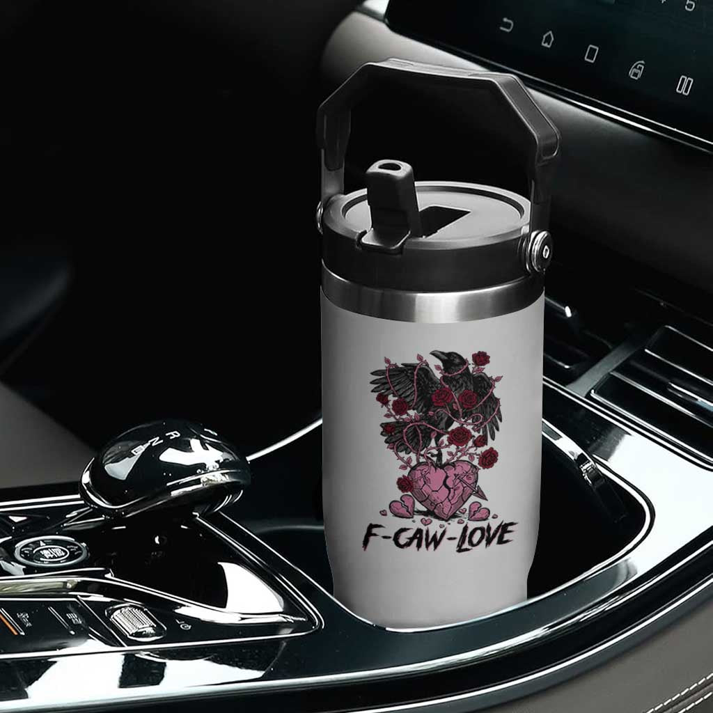 F Caw Love Flip Straw Tumbler Funny Anti Valentines Day Gothic Bird Meme TS14 Print Your Wear