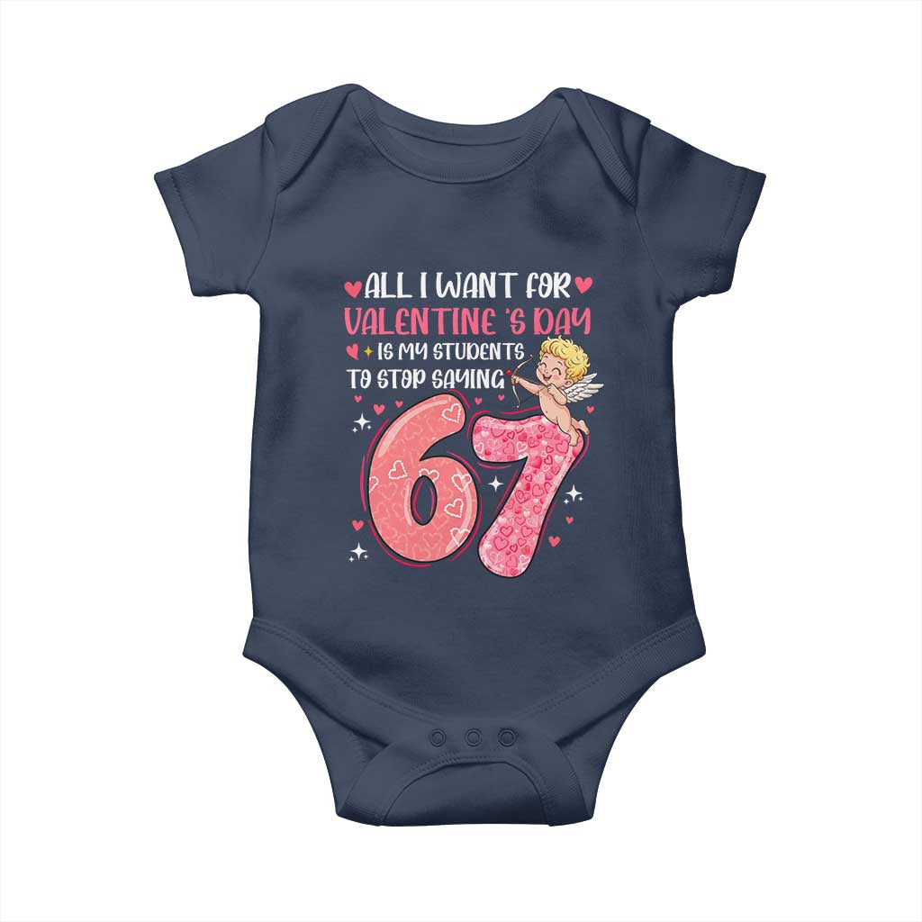 67 Valetines Meme Baby Onesie Funny Teacher Sayings Six Seven TS14 Navy Print Your Wear
