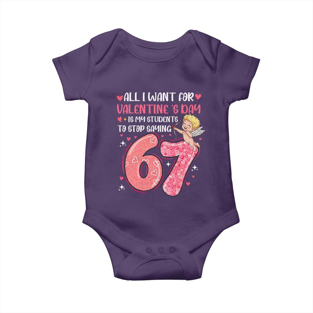 67 Valetines Meme Baby Onesie Funny Teacher Sayings Six Seven TS14 Purple Print Your Wear