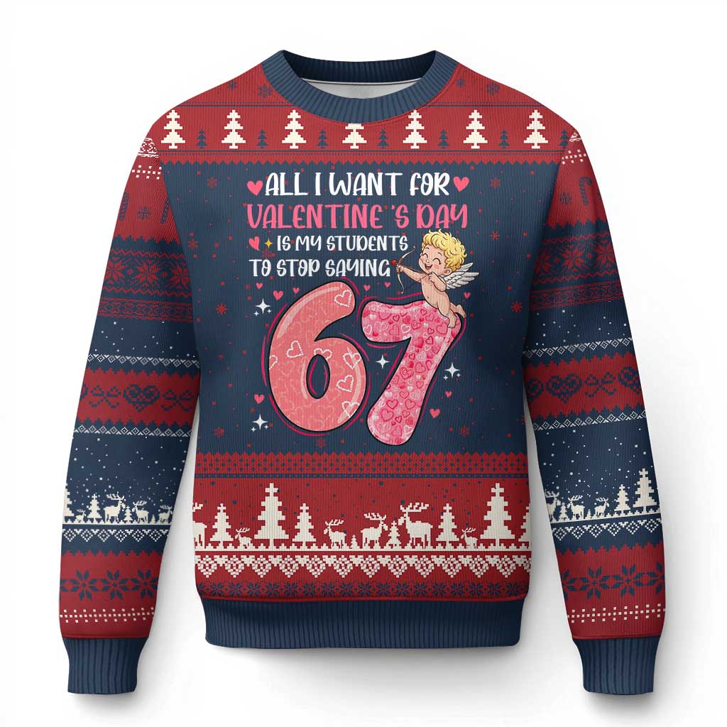 67 Valetines Meme Ugly Christmas Sweater Funny Teacher Sayings Six Seven TS14 Navy Red Print Your Wear