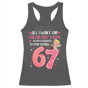67 Valetines Meme Racerback Tank Top Funny Teacher Sayings Six Seven TS14 Dark Heather Print Your Wear