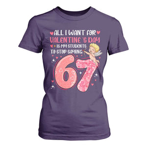 67 Valetines Meme T Shirt For Women Funny Teacher Sayings Six Seven TS14 Purple Print Your Wear