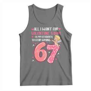 67 Valetines Meme Tank Top Funny Teacher Sayings Six Seven TS14 Black Heather Print Your Wear
