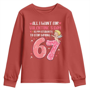 67 Valetines Meme Youth Sweatshirt Funny Teacher Sayings Six Seven TS14 Red Print Your Wear
