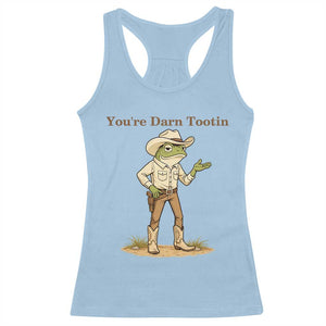 You're Darn Tootin Racerback Tank Top Funny Cowboy Frog Meme TS14 Light Blue Print Your Wear