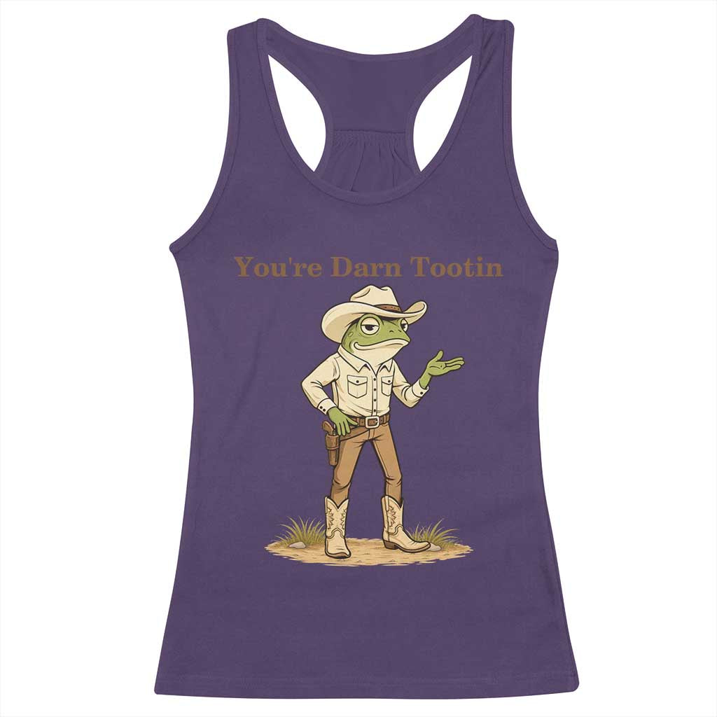 You're Darn Tootin Racerback Tank Top Funny Cowboy Frog Meme TS14 Purple Print Your Wear