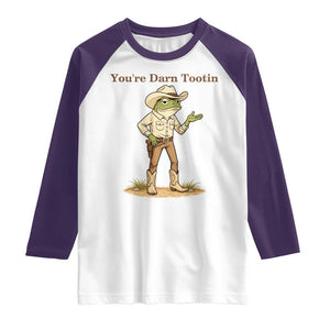 You're Darn Tootin Raglan Shirt Funny Cowboy Frog Meme TS14 White Purple Print Your Wear