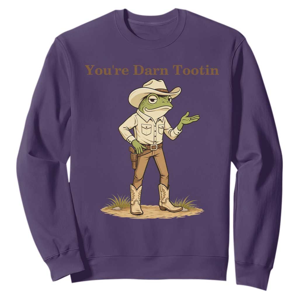 You're Darn Tootin Sweatshirt Funny Cowboy Frog Meme TS14 Purple Print Your Wear