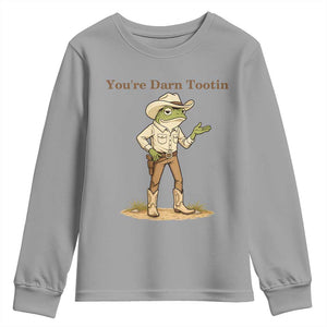 You're Darn Tootin Youth Sweatshirt Funny Cowboy Frog Meme TS14 Sport Gray Print Your Wear